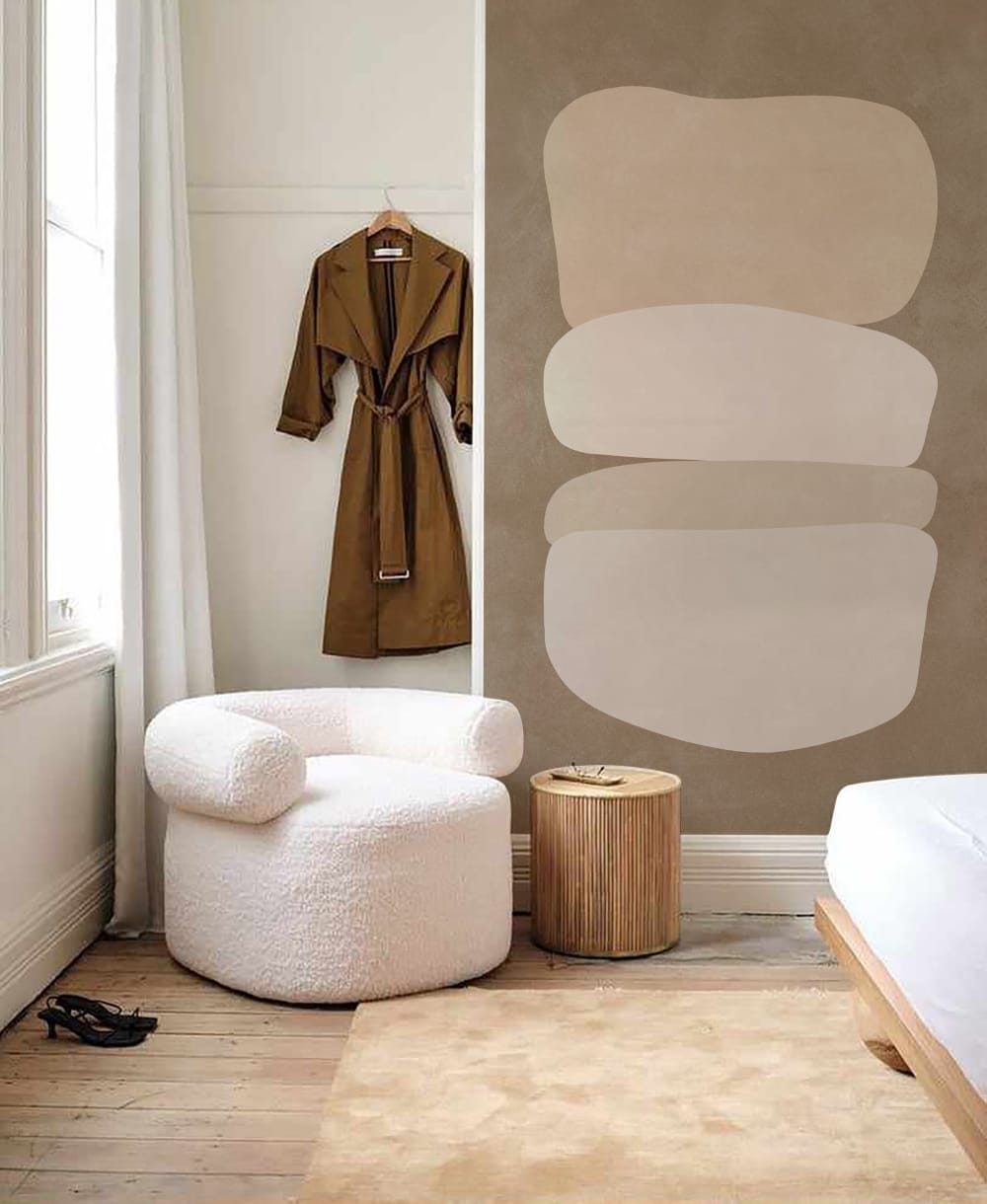 Papier peint minimaliste beige – h250 x l150 cm (3 lés)