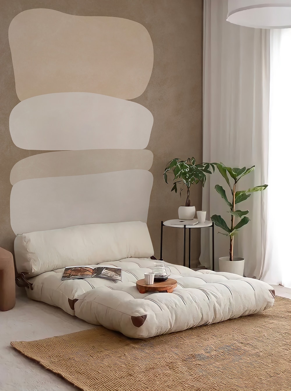 Papier peint minimaliste beige – h250 x l150 cm (3 lés) — vue 3