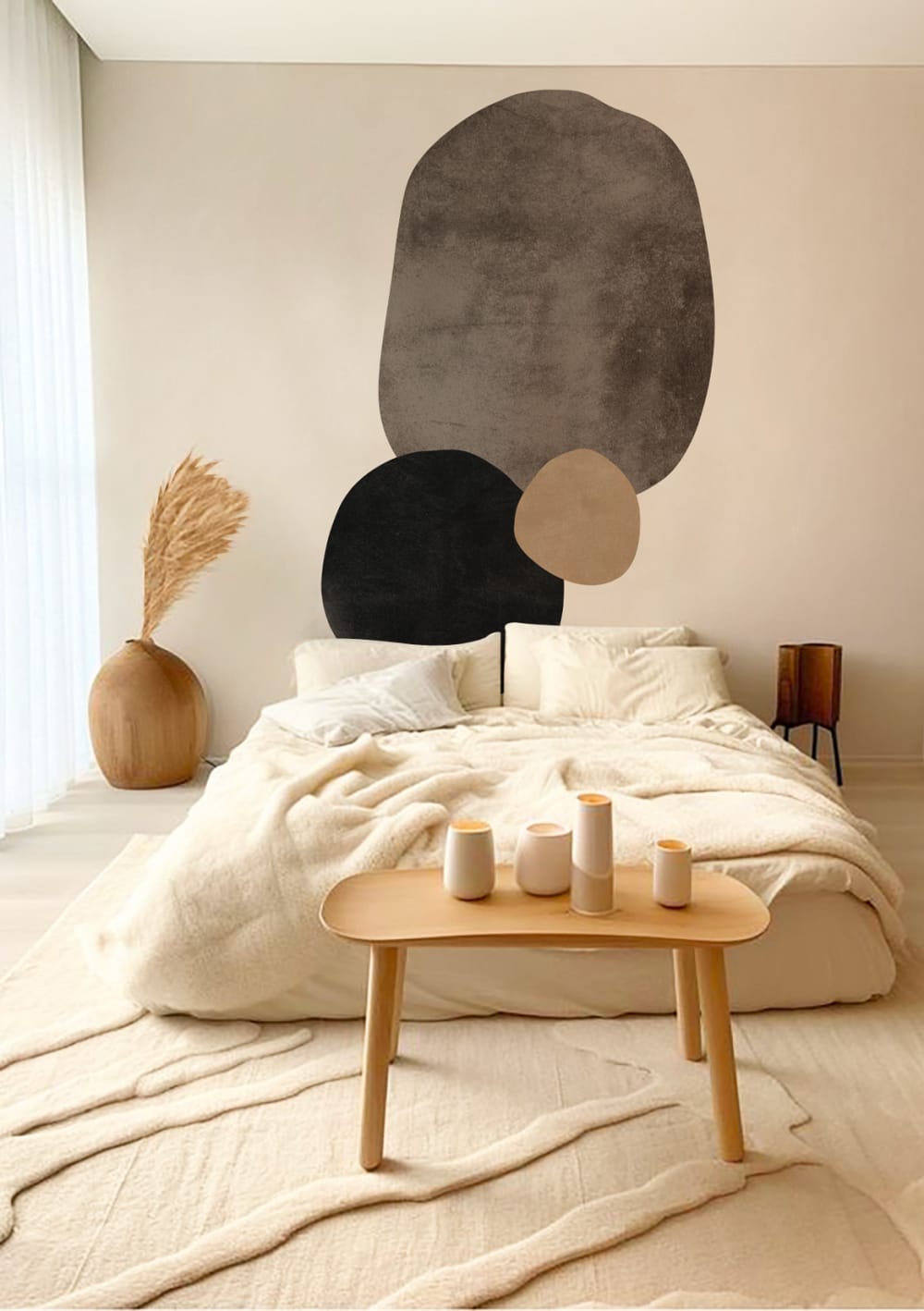 Papier peint minimaliste beige – h300 x l200 cm (4 lés) — vue 3
