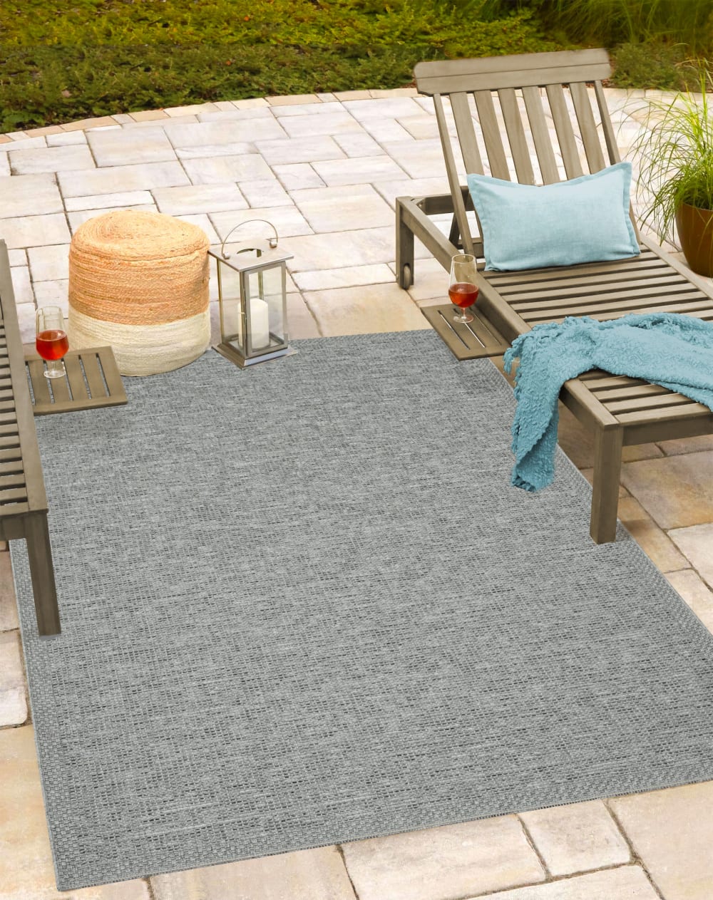 Tapis extérieur cuisine balcon terrasse sisal, gris, 200 x 280 cm