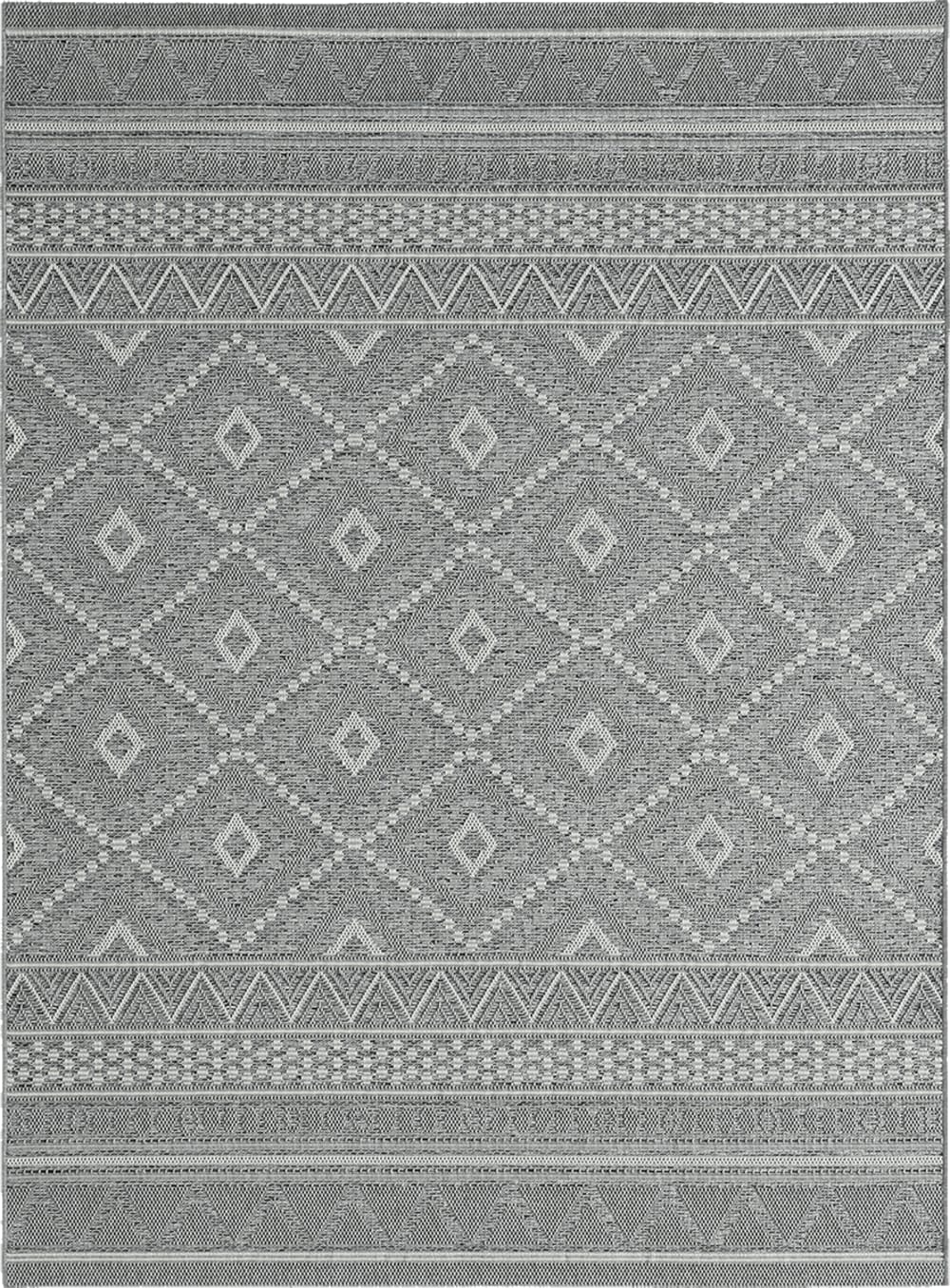 Tapis extérieur intérieur cuisine plat terrazzo, gris, 240 x 340 cm
