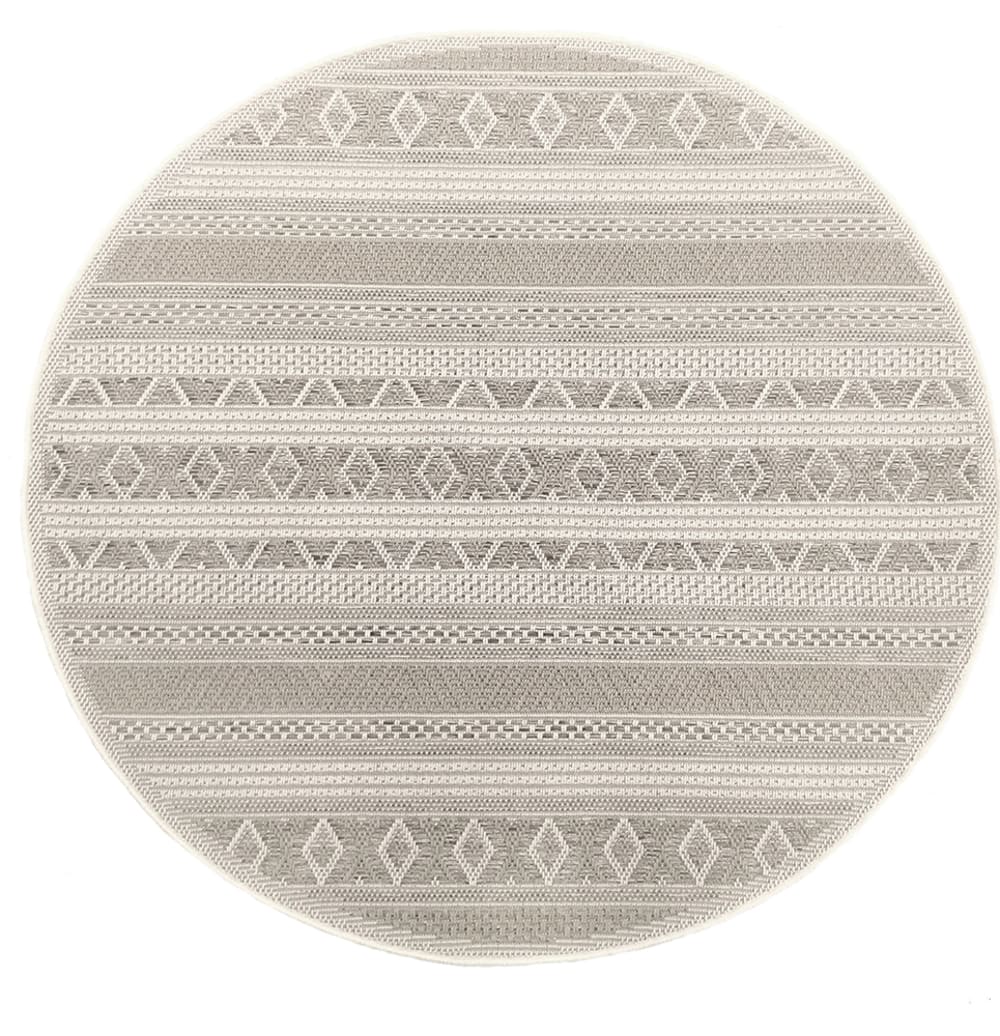Tapis extérieur terrasse cuisine intempéries, beige, 160 cm rond