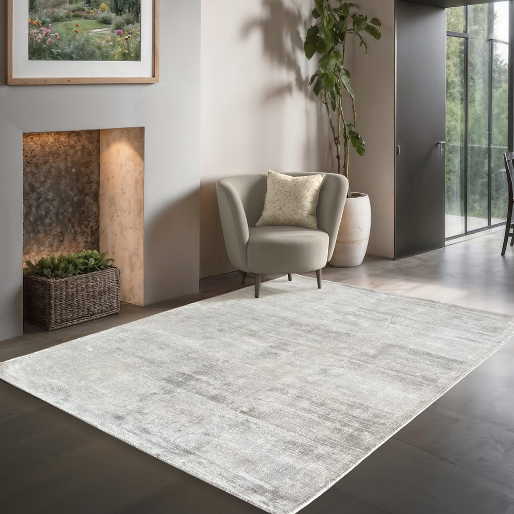 Tapis viscose tissé main, gris, 120 x 170 cm — vue 3