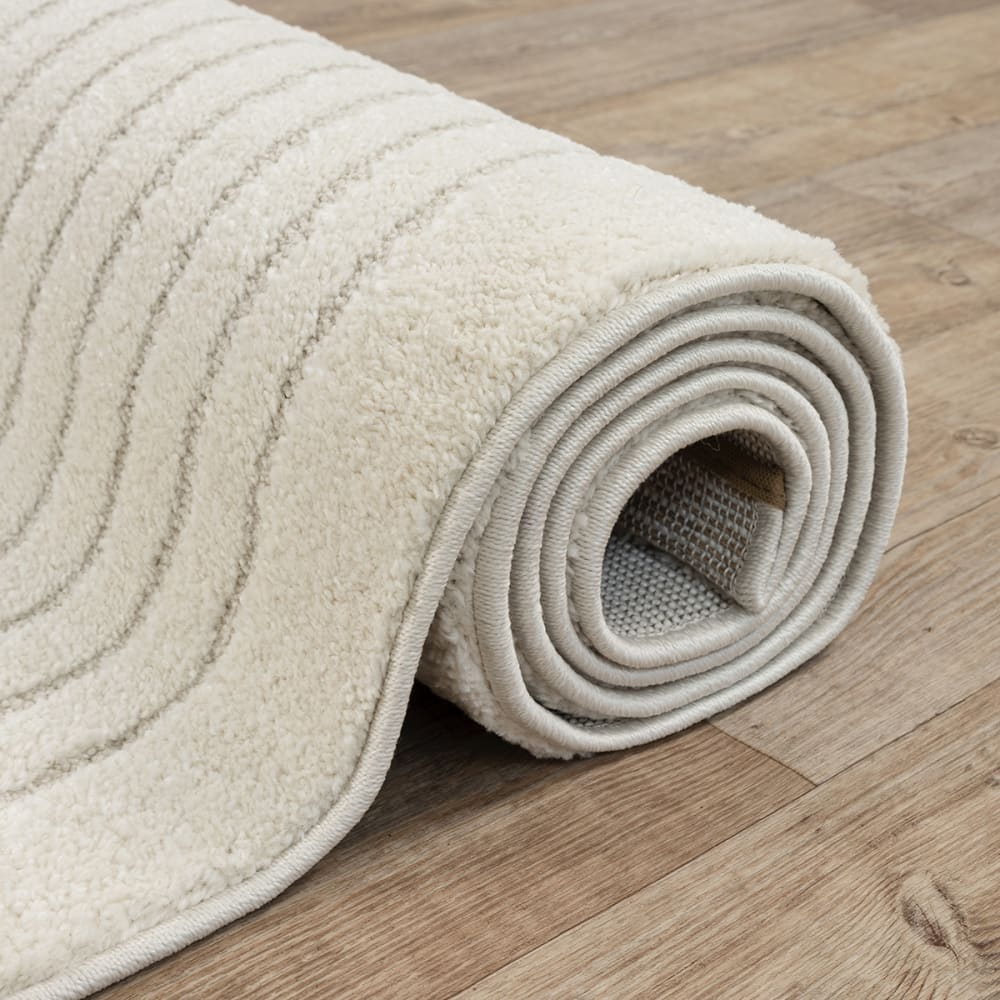 Tapis scandinave moderne salon, crème, 120 cm rond — vue 3