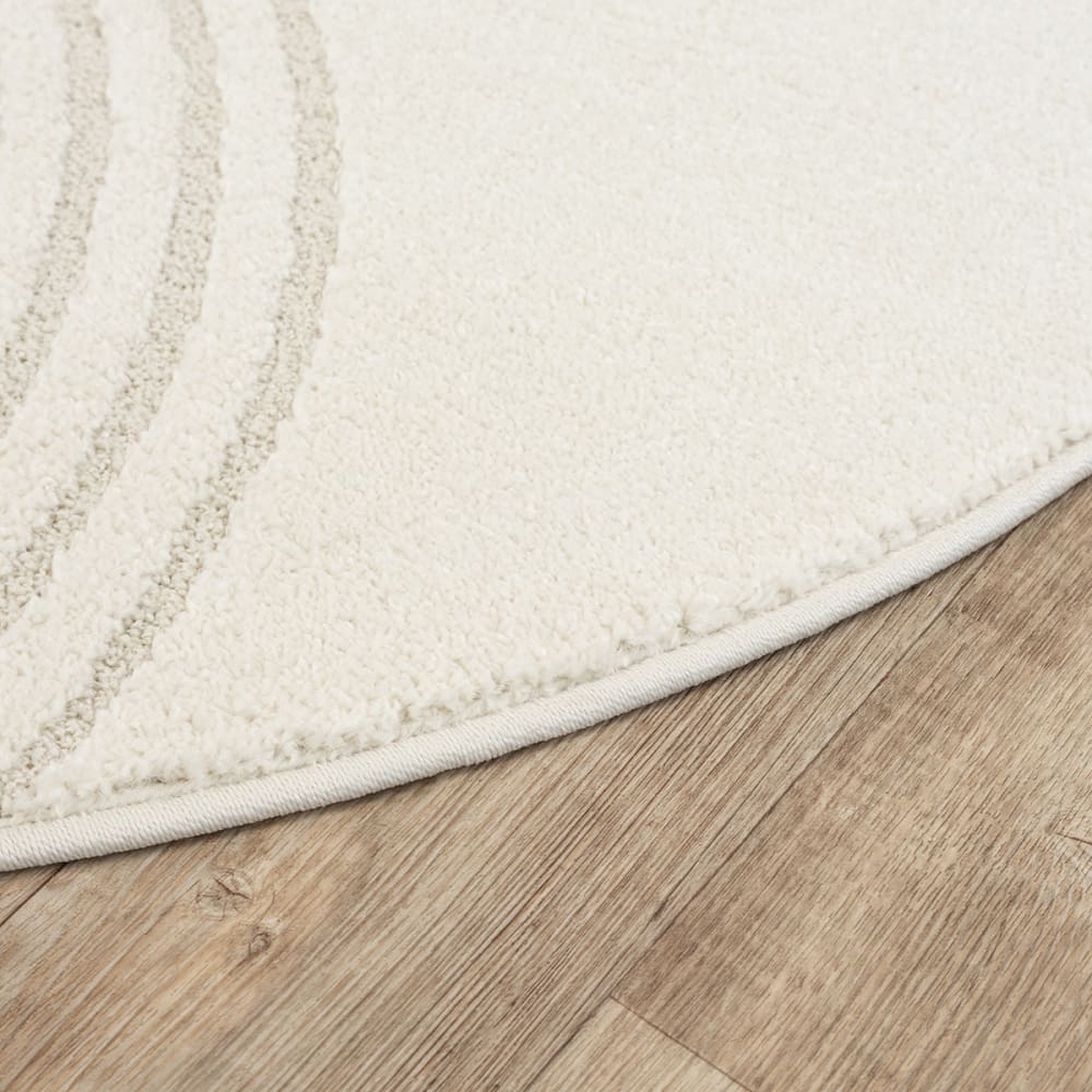 Tapis scandinave moderne salon, crème, 120 cm rond — vue 4