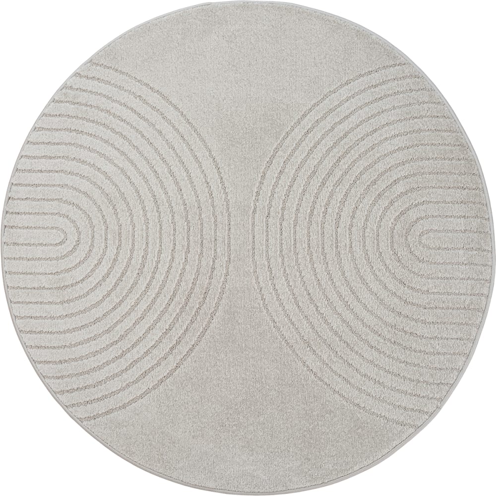 Tapis moderne salon scandinave, gris, 120 cm, ronde