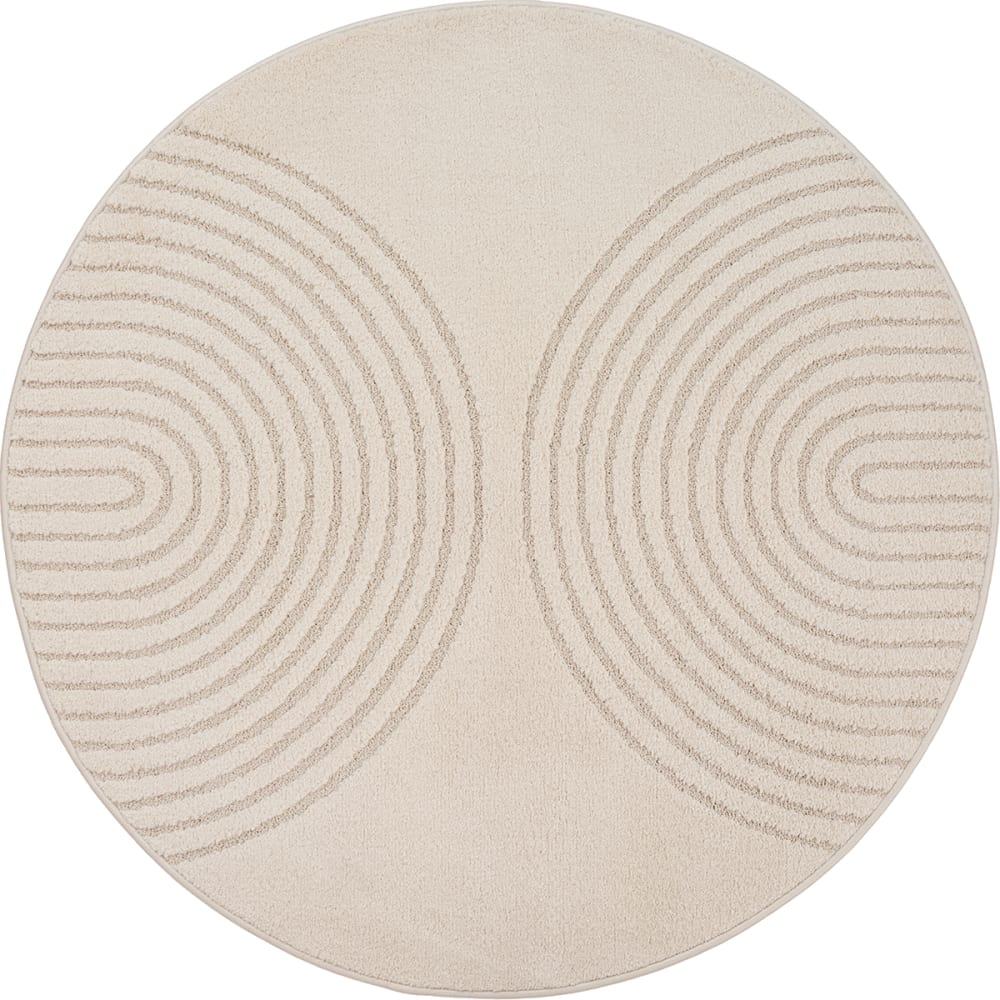 Tapis moderne salon scandinave, beige, 120 cm, ronde — vue 4