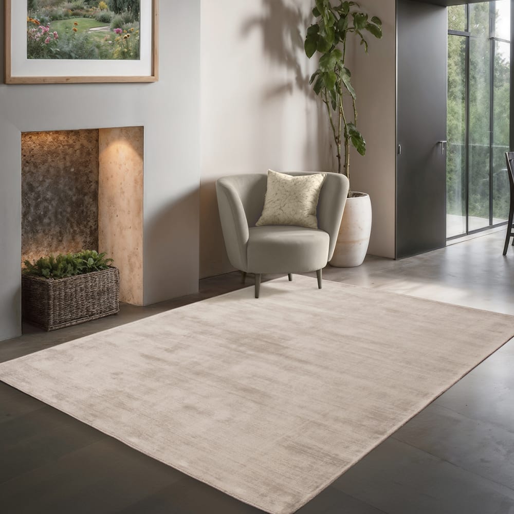 Tapis viscose tissé main, beige clair, 200 x 290 cm — vue 3