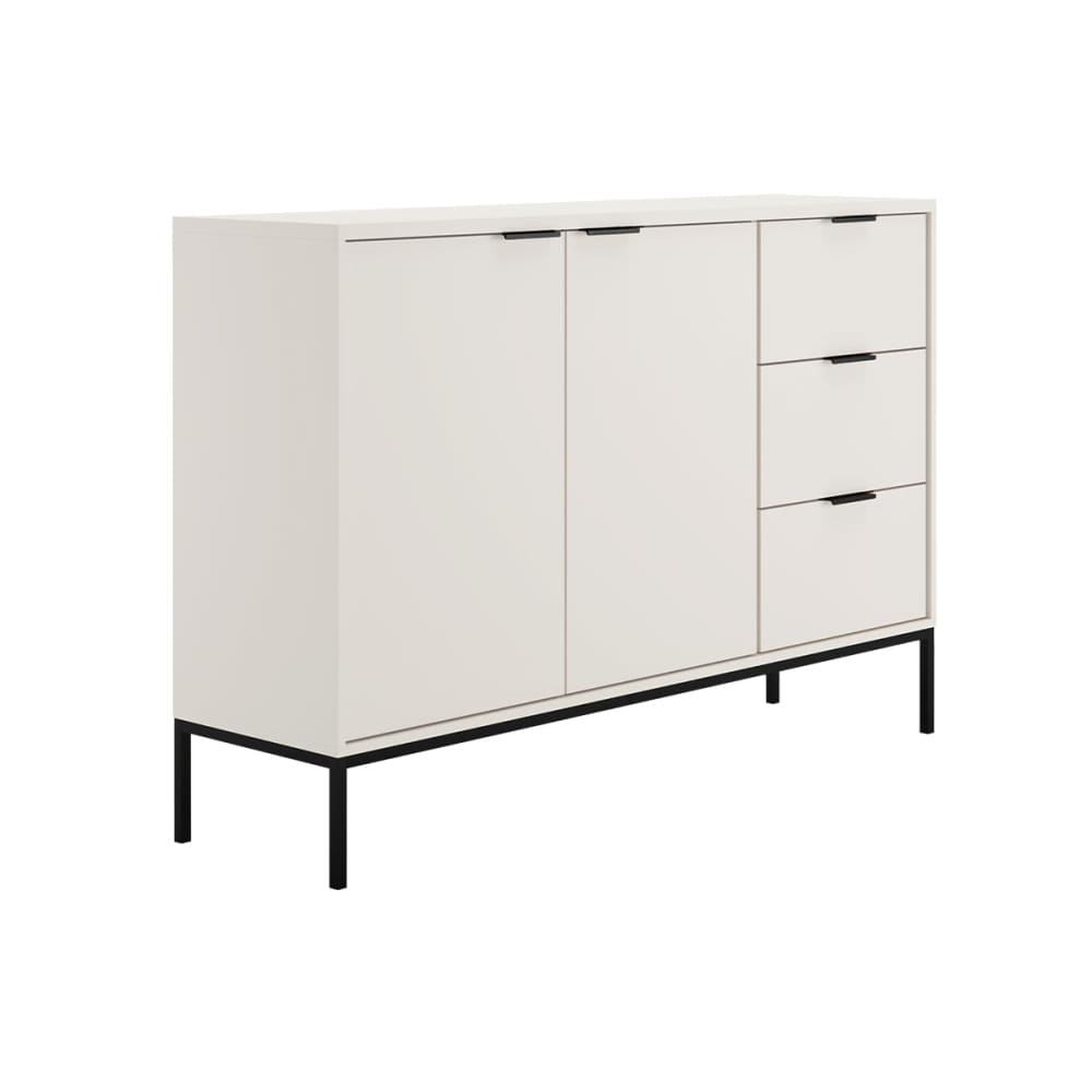 Petits meubles Sideboard 2 Türen 3 Schubladen Weiß Spanplatten Weiß und Schwarz Schwarz Spanplatte