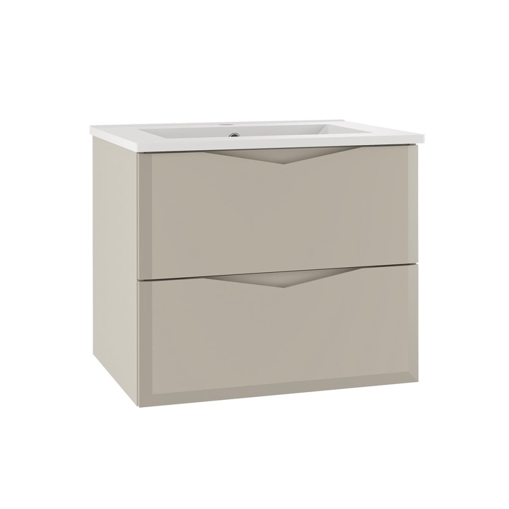 Meuble simple vasque encastrée 60cm panneaux mélaminé et mdf beige - Maisons du Monde