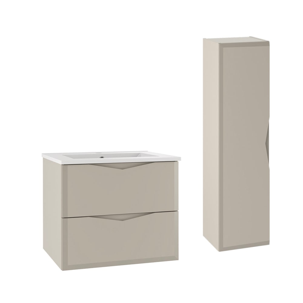 Ensemble meuble simple vasque panneaux mélaminé et mdf beige