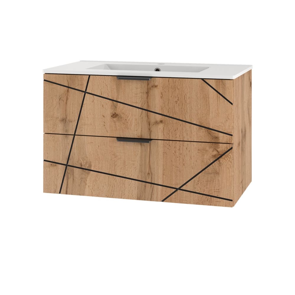 Meuble simple vasque encastrée 80cm panneaux mélaminé et mdf marron - Maisons du Monde