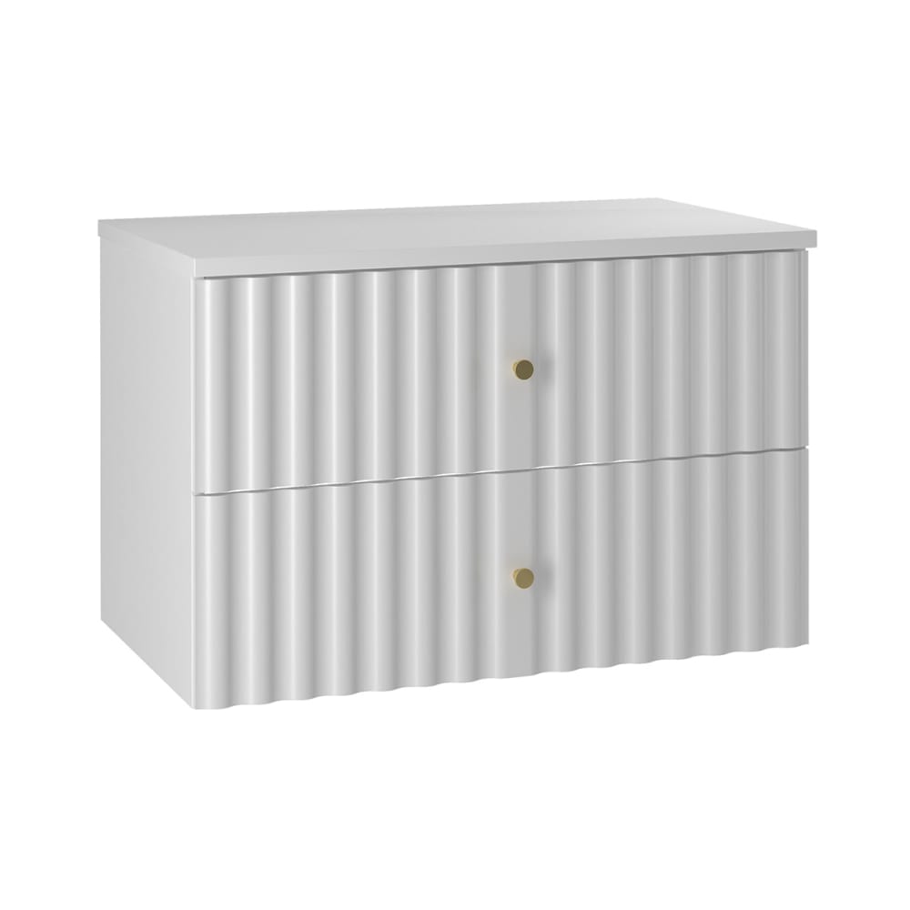 Petits meubles Waschbeckenunterschrank 80cm Melamin Weiß Weiß Spanplatte