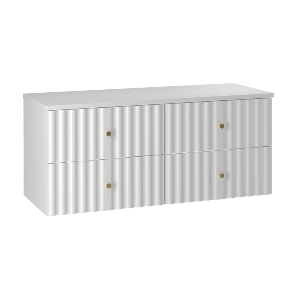Petits meubles Waschtischunterschrank 120cm Melamin Weiß Weiß Spanplatte