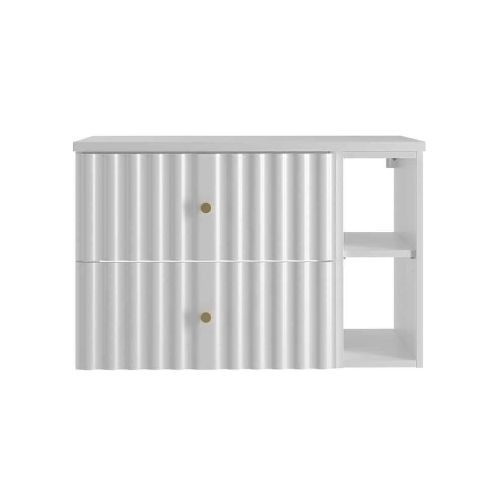 Waschtisch 80cm 2 Nischen Waschtisch Melamin Weiß - Maisons Du