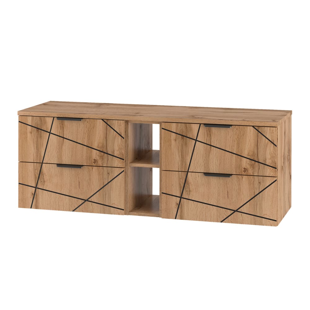 Petits meubles Waschtisch 140cm 2 Nischen Waschtisch Melamin Holz Braun Spanplatte