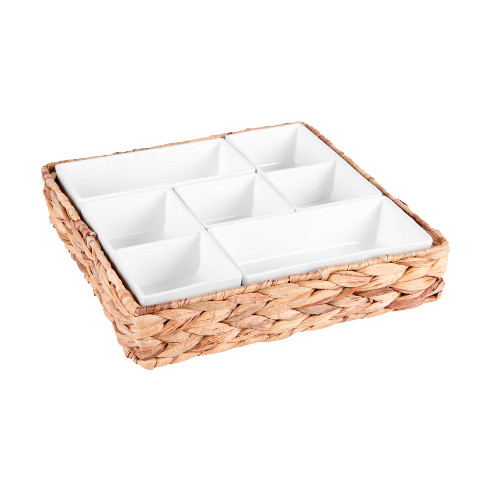 Service apéritif Tatonka tressé 8 pièces carré blanc en porcelaine