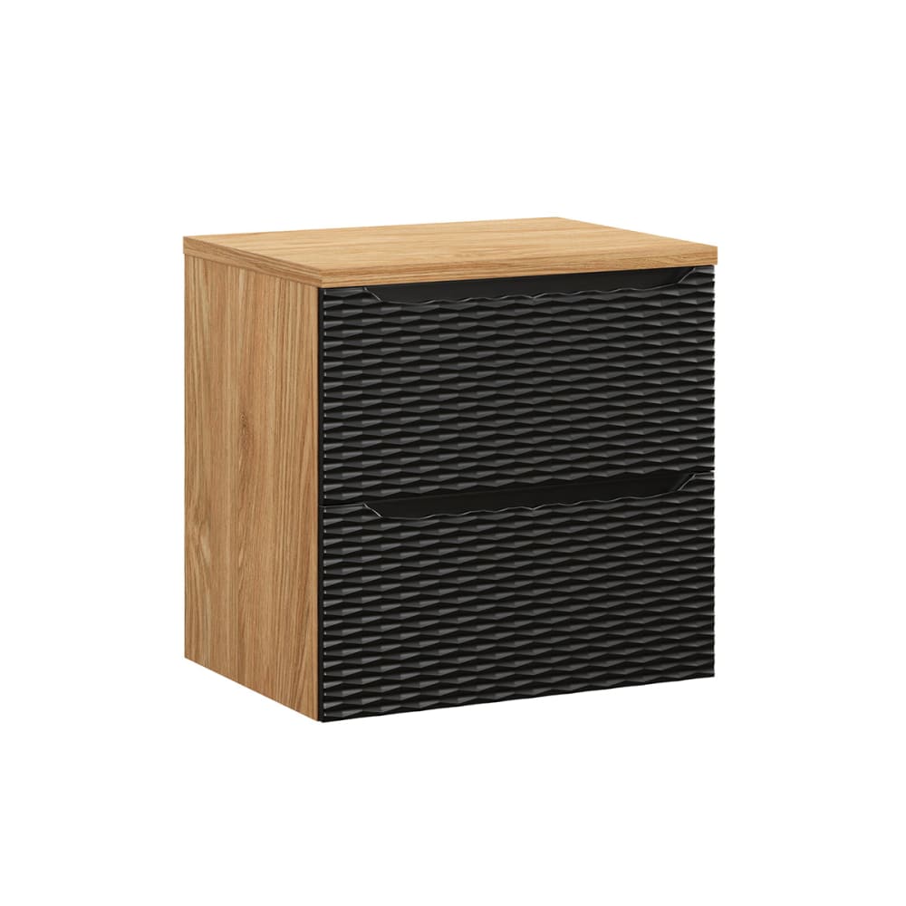 Petits meubles Waschbeckenunterschrank 60cm Melamin Schwarz und Holz Schwarz Spanplatte