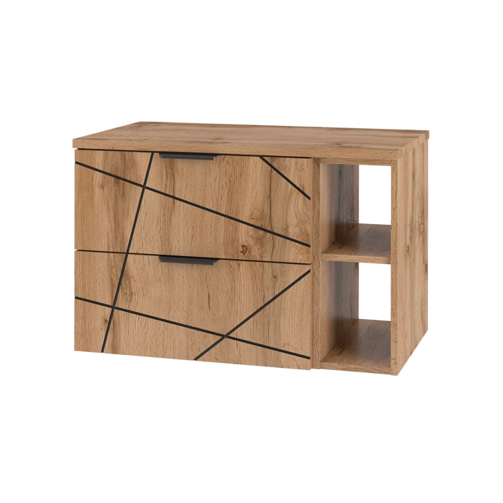 Petits meubles Waschtischunterschrank 80cm 2 Nischen Melamin Holz Braun Spanplatte