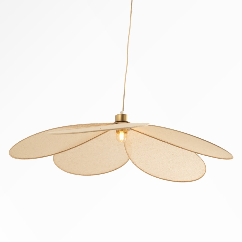 Suspension pétale en tissu beige et métal doré 75 cm — vue 4
