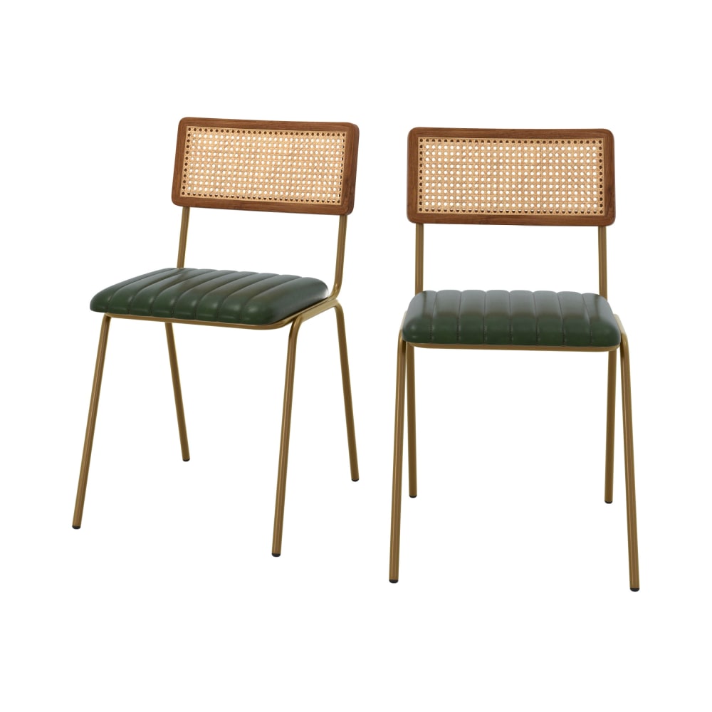 Lot de 2 chaises en cannage - cuir