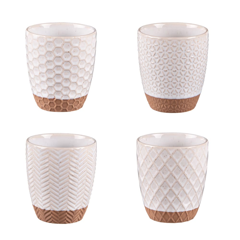 Coffret de 4 gobelets jaspe beiges 20 cl beiges en grès