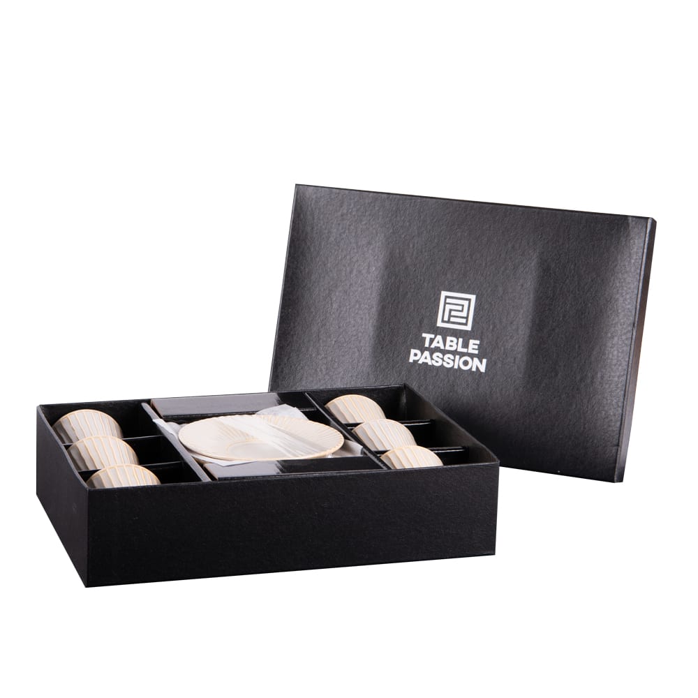 Coffret de 6 tasses à café avec sous tasses liv gris en porcelaine - Maisons du Monde