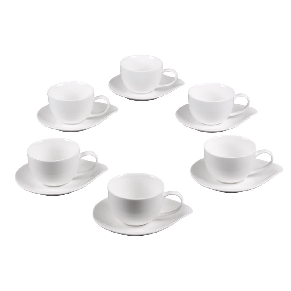 Coffret de 6 tasses à café avec sous tasses 10 cl pétale blanches en