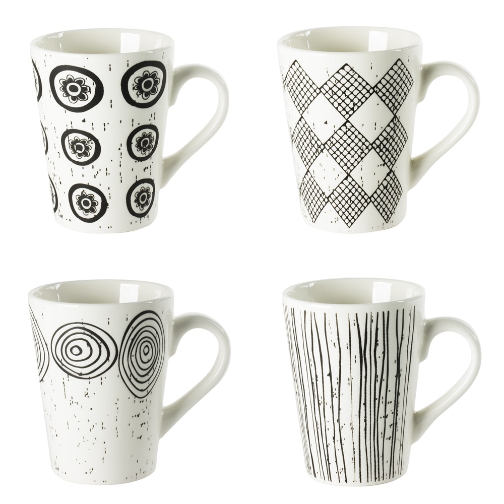 Coffret de 4 tasses   14 cl blanches en porcelaine