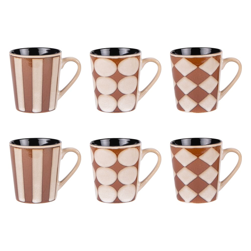 Coffret de 6 tasses 18 cl multicolore en grès Coffret de 6 tasses 18 cl multicolore en grès
