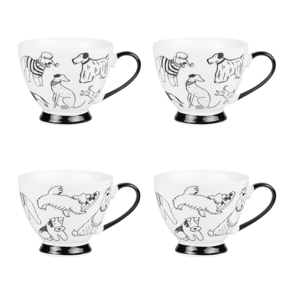 Coffret de 4 tasses   20 cl blanches en porcelaine