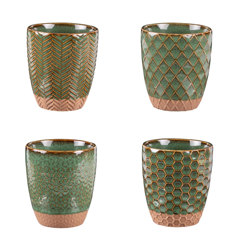 Coffret de 4 gobelets jaspe s 20 cl vert en grès