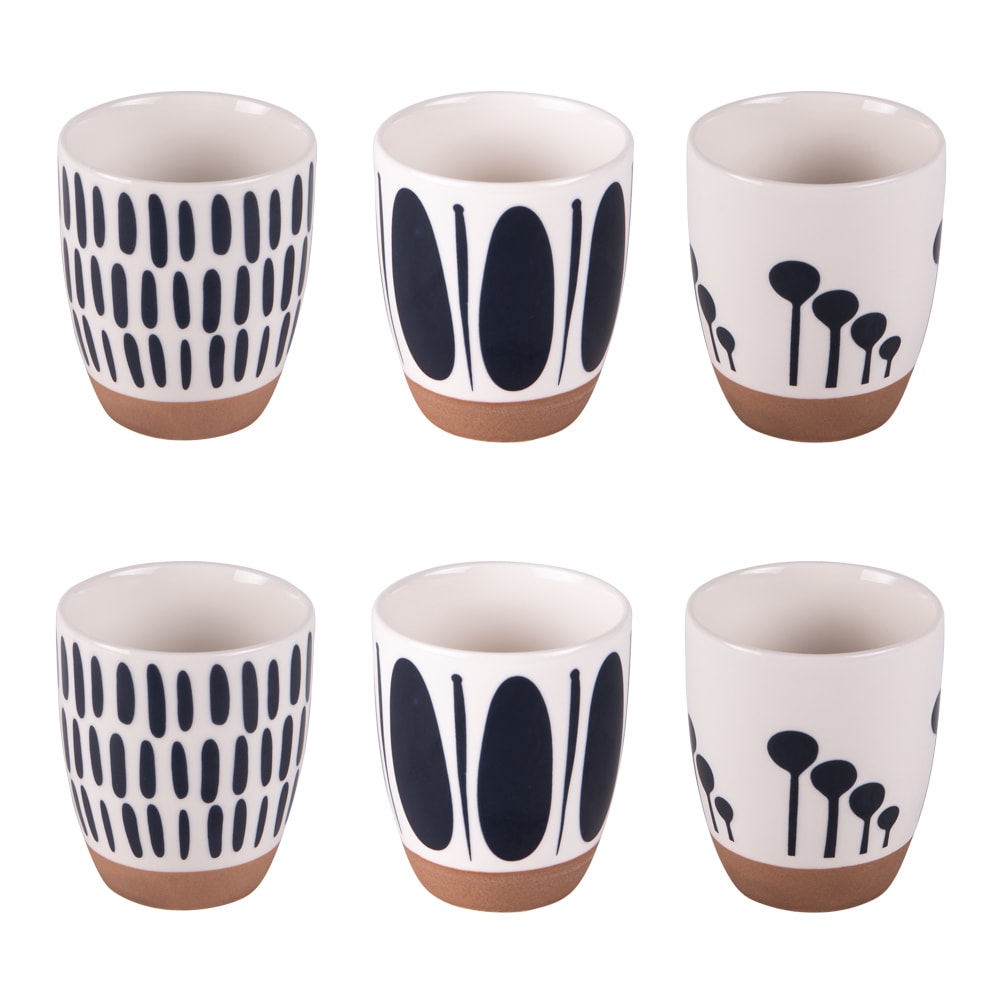 Coffret de 6 gobelets   bleu 10 cl blanc en porcelaine