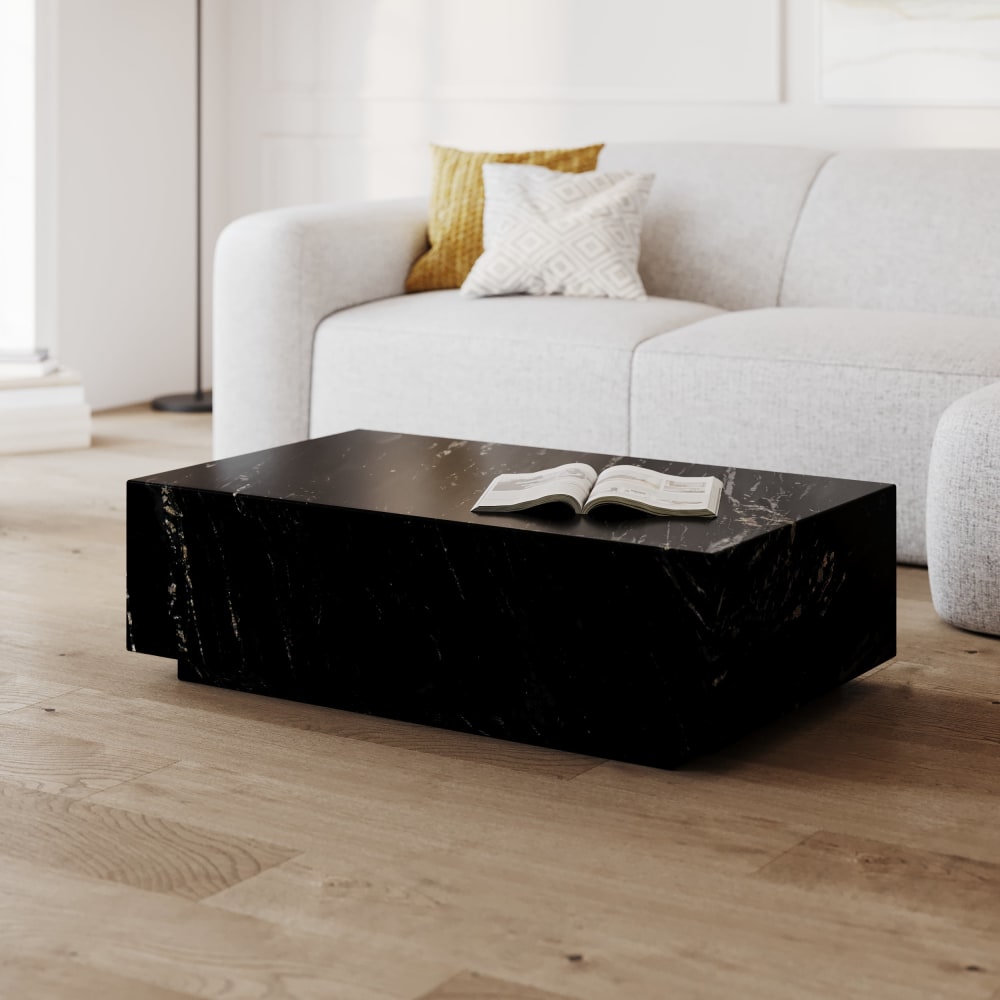 Rechteckiger Couchtisch aus schwarzem Marmor - Maisons Du Monde