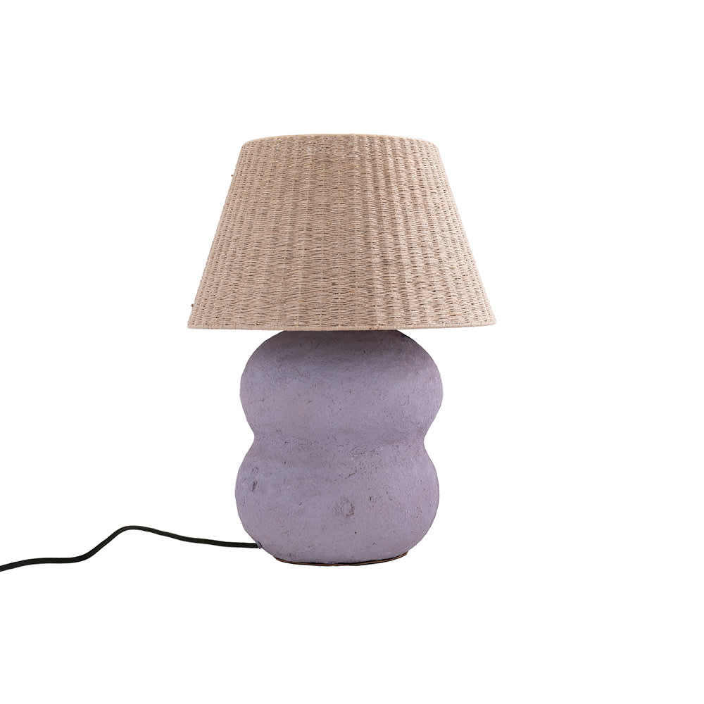 Lampe à poser en jute et papier mauve