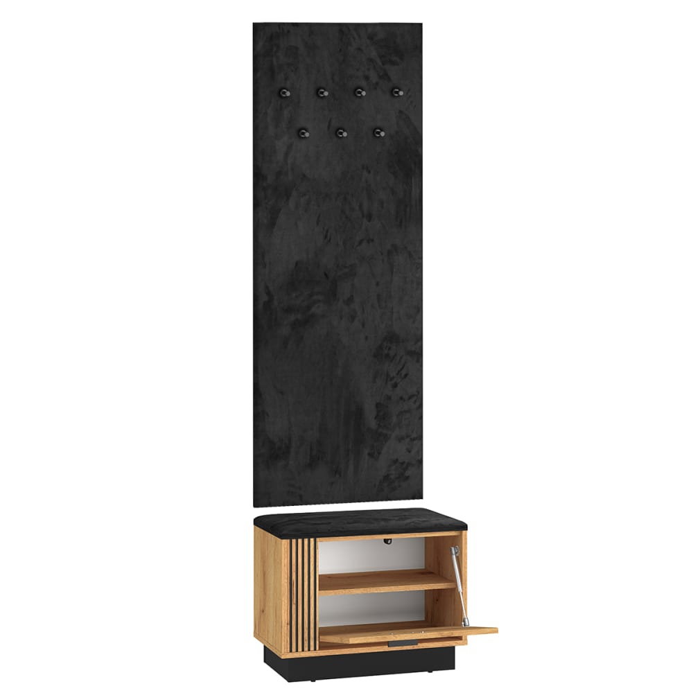 Meuble entrée porte-manteau banc à chaussures 1 porte stratifiés beige