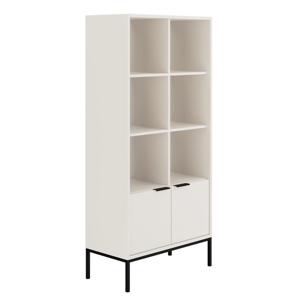 Bibliothèque 2 portes stratifiés blanc noir