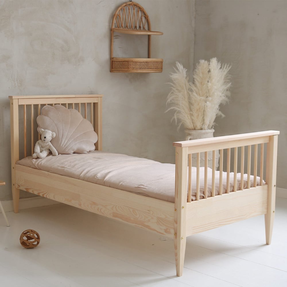 Petits meubles Bett 90x190 inklusive Lattenrost Holz Naturholz Braun Baby