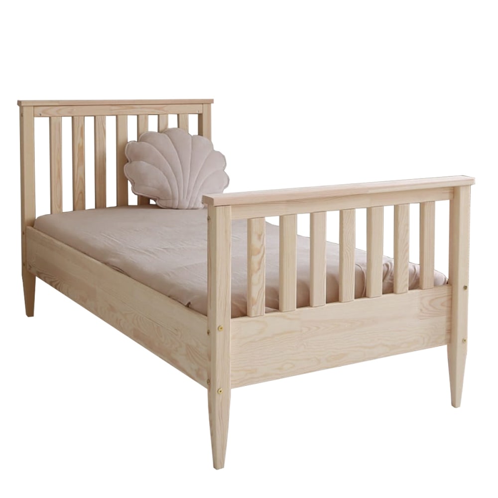 Bett 90x190 inklusive Lattenrost Holz Naturholz - Maisons Du