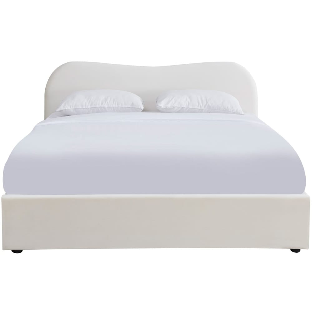 Lit coffre 160x200 cm avec tête le lit en velours beige - Maisons du Monde