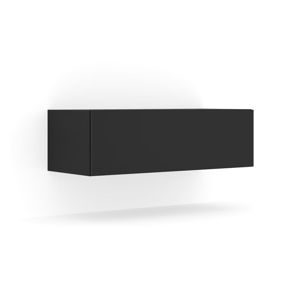 Meuble tv mural 1 porte 100 cm panneaux laminés noir