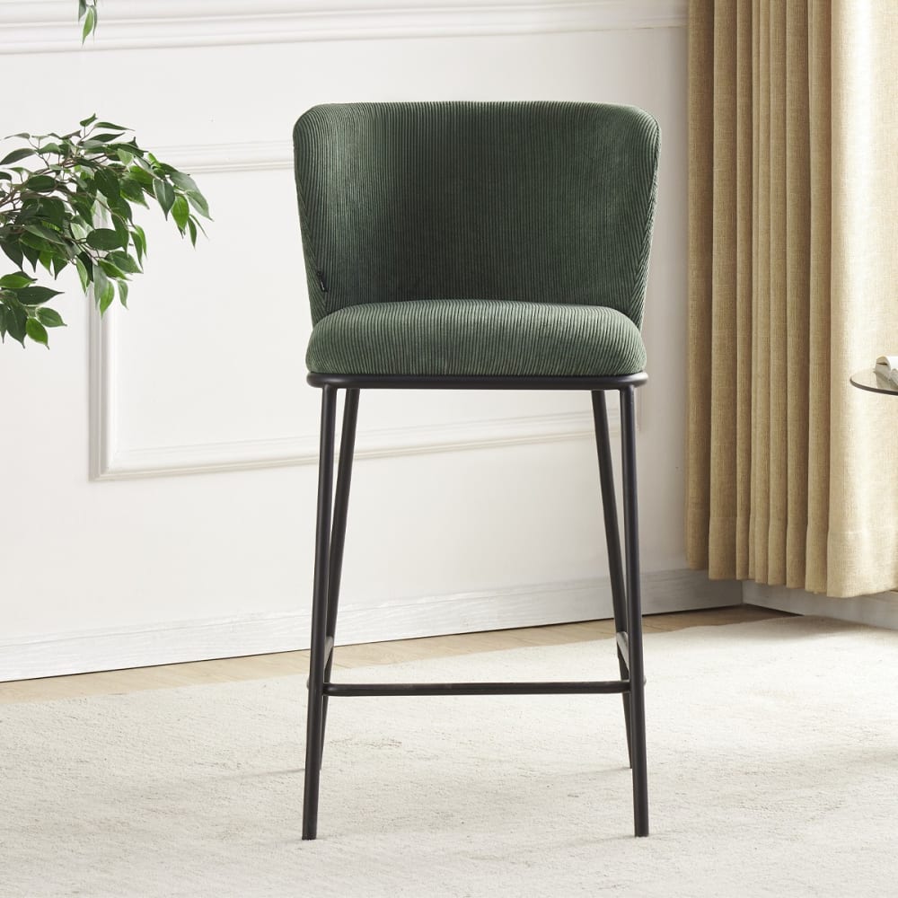 Lot de 2 tabourets de bar en velours côtelé vert kaki - Maisons du Monde