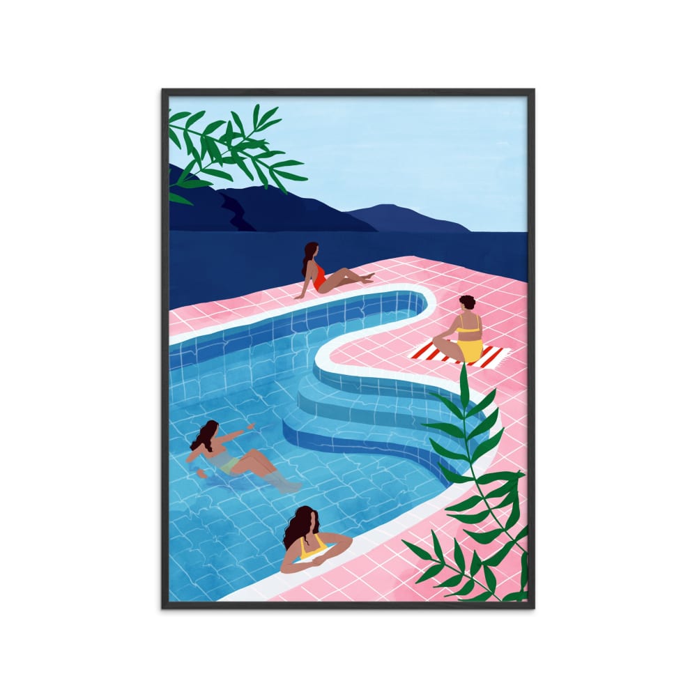 Póster "pool ladies" marco negro - 70x100 cm