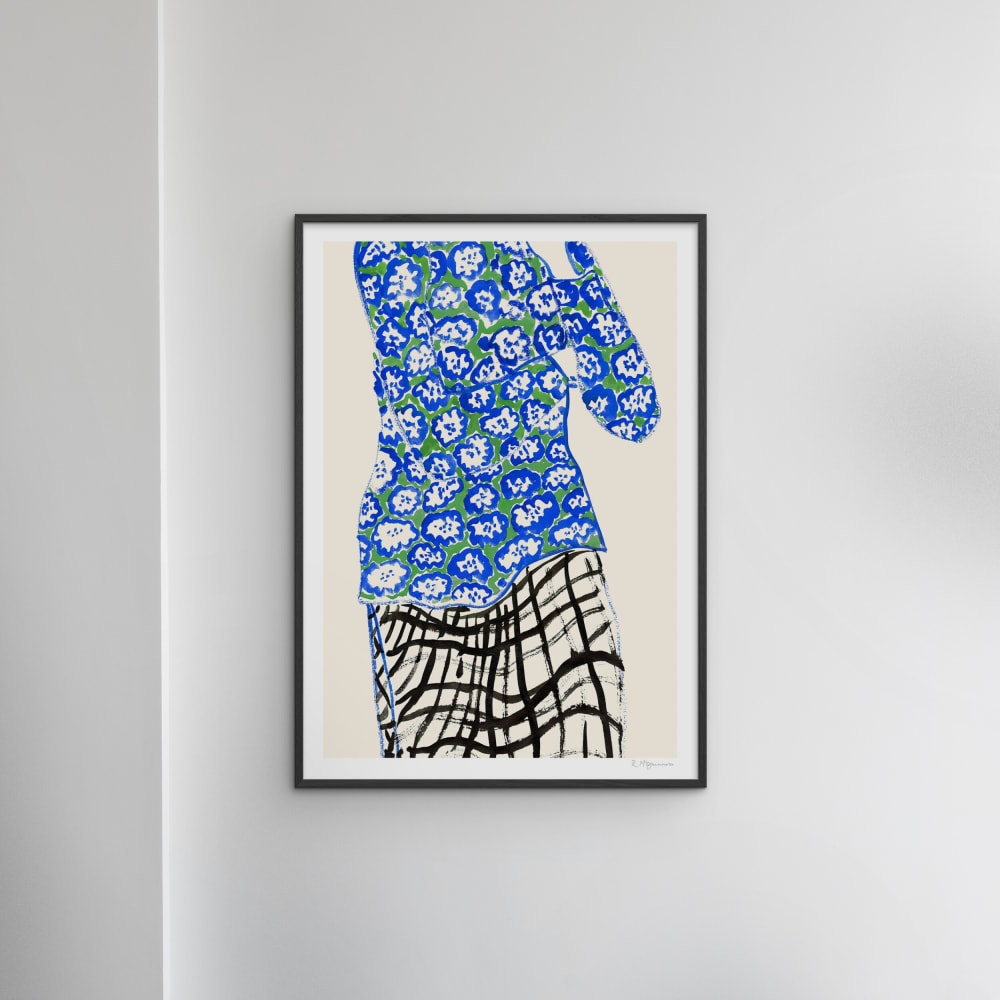 Affiche ''Blue and Green'' Cadre noir - 70x100 cm