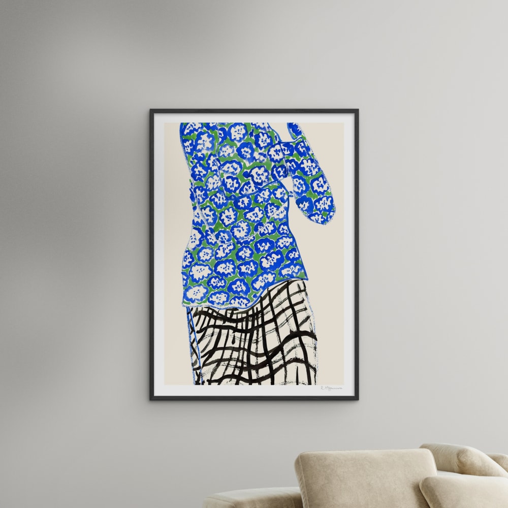 Affiche ''Blue and Green'' Cadre noir - 50x70 cm