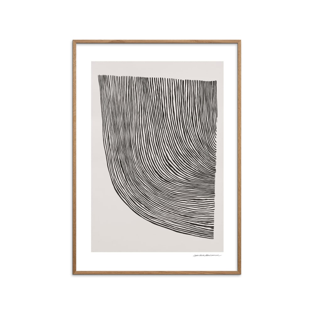 Affiche ''Curves Black'' Cadre en Chêne - 30x40 cm