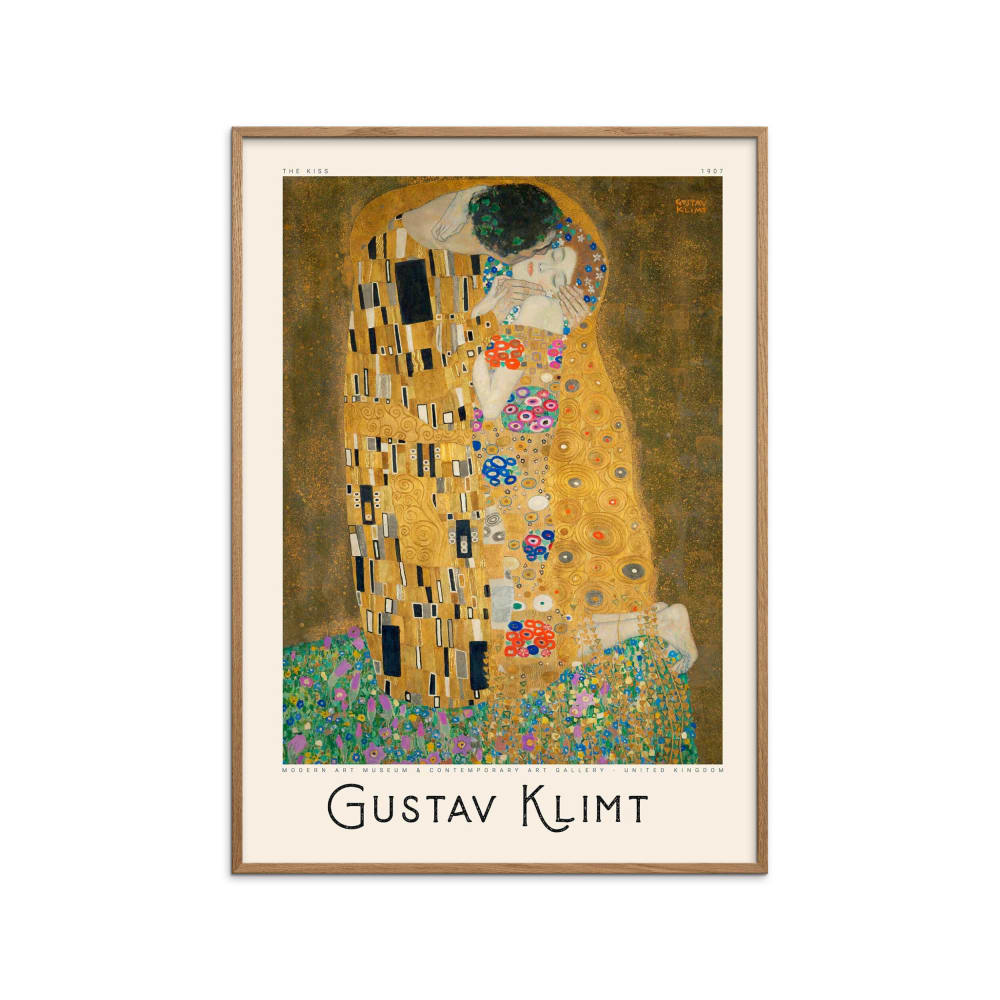 Affiche "Gustav Klimt - The Kiss" Cadre en Chêne - 50x70 cm