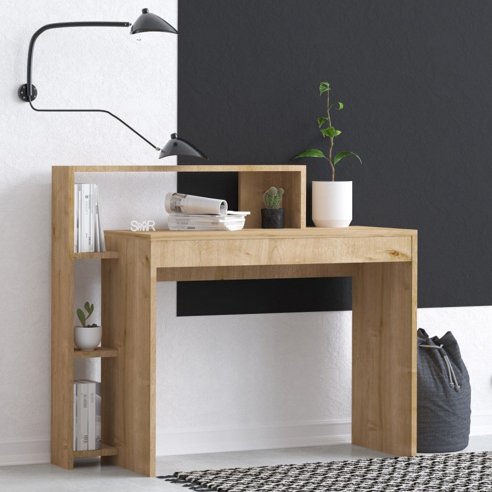 Bureau design scandinave effet bois beige