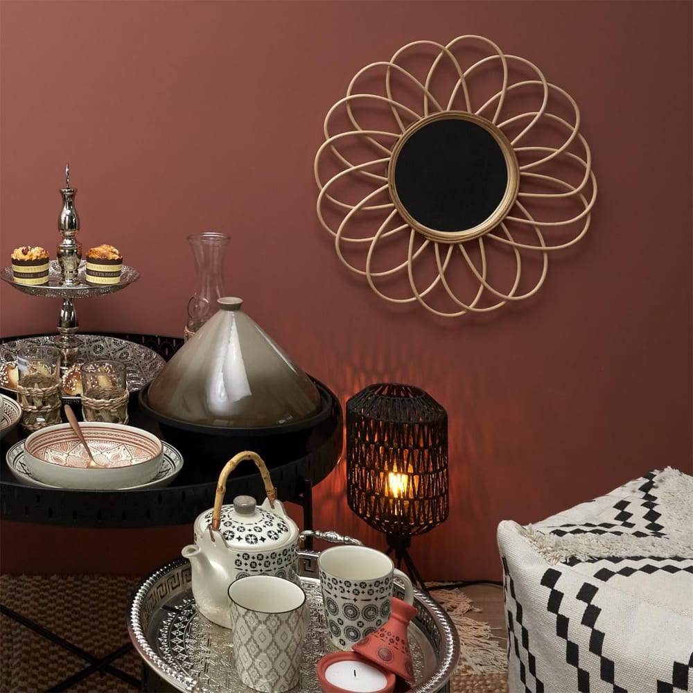 Miroir rosace en rotin D.56 cm