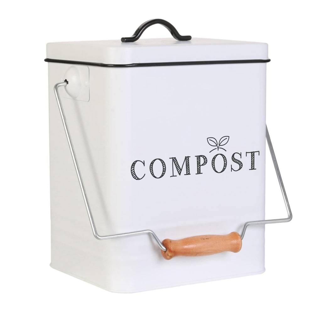 Poubelle de compostage en métal blanc 5 L